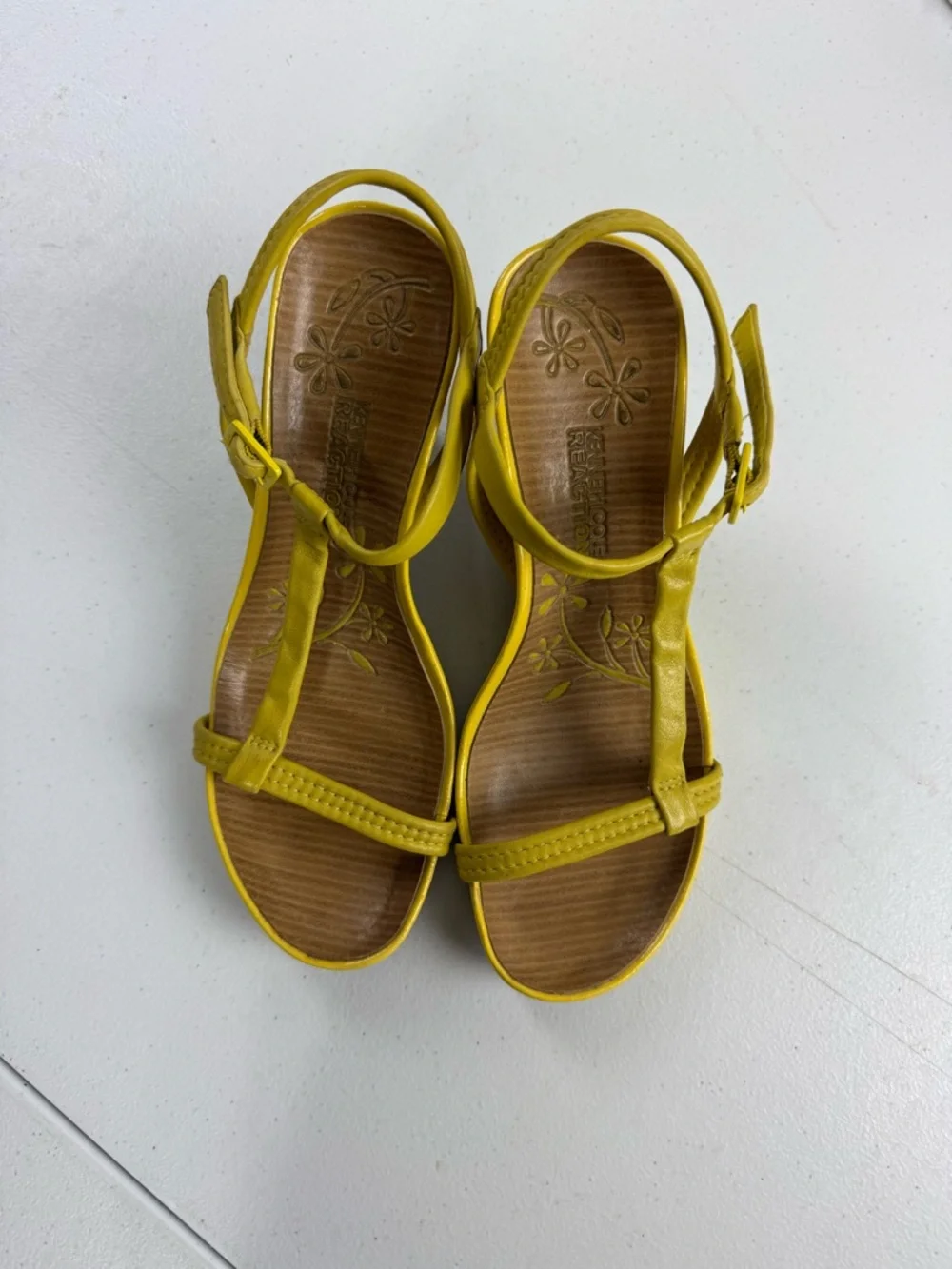 Kenneth Cole Reaction Yellow Wedge Sandals
